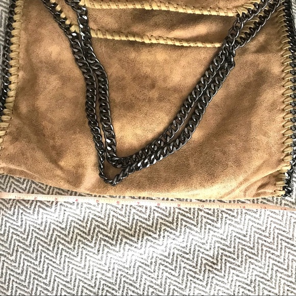 Khaki Fold Over Chain Women Oversized Bag. New - Picture 15 of 16